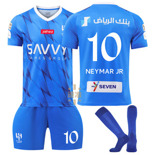 เสื้อกีฬาแขนสั้น ลายทีมชาติฟุตบอล Neymar Al-Hilal Saudi 2023-24 Season ชุดเหย้า สําหรับเด็ก และผู้ใหญ่