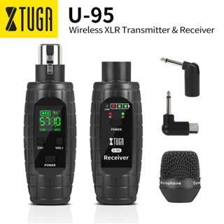 Xtuga U95 เครื่องส่งสัญญาณ และตัวรับสัญญาณไร้สาย XLR UHF พร้อมไมโครโฟน อะแดปเตอร์ไมค์ แบบชาร์จไฟ สําหรับไมโครโฟนไดนามิก เครื่องผสมเสียง กีกี้ไฟฟ้า