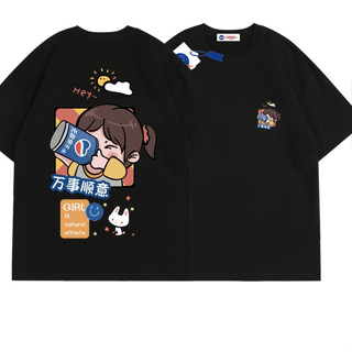 เสื้อยืดแขนสั้น ผ้าฝ้าย ทรงหลวม พิมพ์ลาย Pepsi น่ารัก แฟชั่นฤดูร้อน สําหรับผู้ชาย และผู้หญิง
