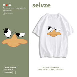 SELVZE （พร้อมส่งจากกทม มาถึงใน 3วัน）print T-shirt การ์ตูนน่ารักพิมพ์เสื้อยืดแขนสั้นหลวม T0513