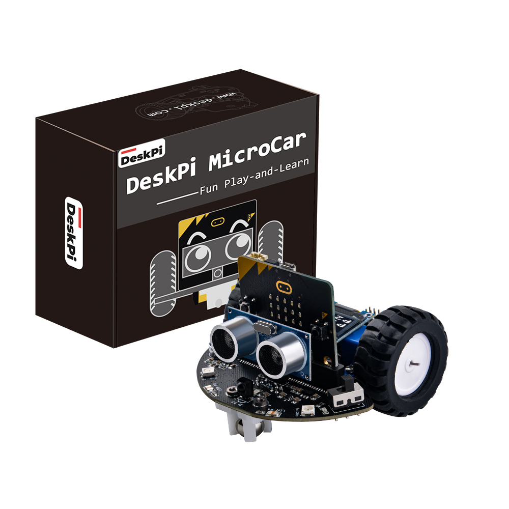 52pi DeskPi MicroCar Kit เข้ากันได้กับ Micro:bit V2 (NOT รวม Micro:bit board) DIY ชุดรถหุ่นยนต์การเข้ารหัส,โครงการการศึกษา STEM สําหรับโรงเรียนและบ้าน