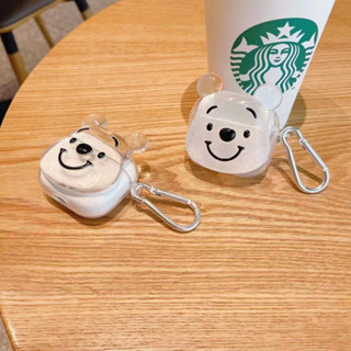 เคสหูฟัง กันลื่น กันน้ํา ลายหมีน่ารัก พร้อมสายโซ่คล้อง สําหรับ AirPods 1 2 Pro Pro 2 3