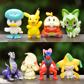 โมเดลฟิกเกอร์ PVC อนิเมะ Pokemon Scarlet and Violet Pikachu Jirachi Sprigatito Fuecoco Quaxly Koraidon Miraidon Q Version ขนาด 5 ซม. ของเล่นสําหรับเด็ก 8 ชิ้น ต่อชุด