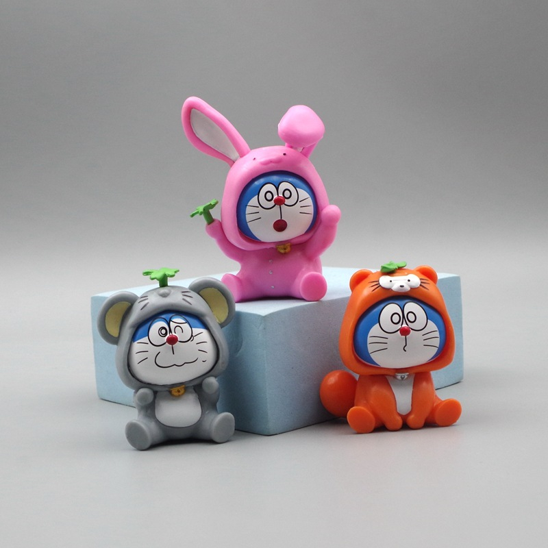โมเดลฟิกเกอร์ PVC รูปการ์ตูนโดราเอมอน กระต่าย เสือ ขนาด 5-7 ซม. ของเล่นสําหรับเด็ก 1 ชิ้น