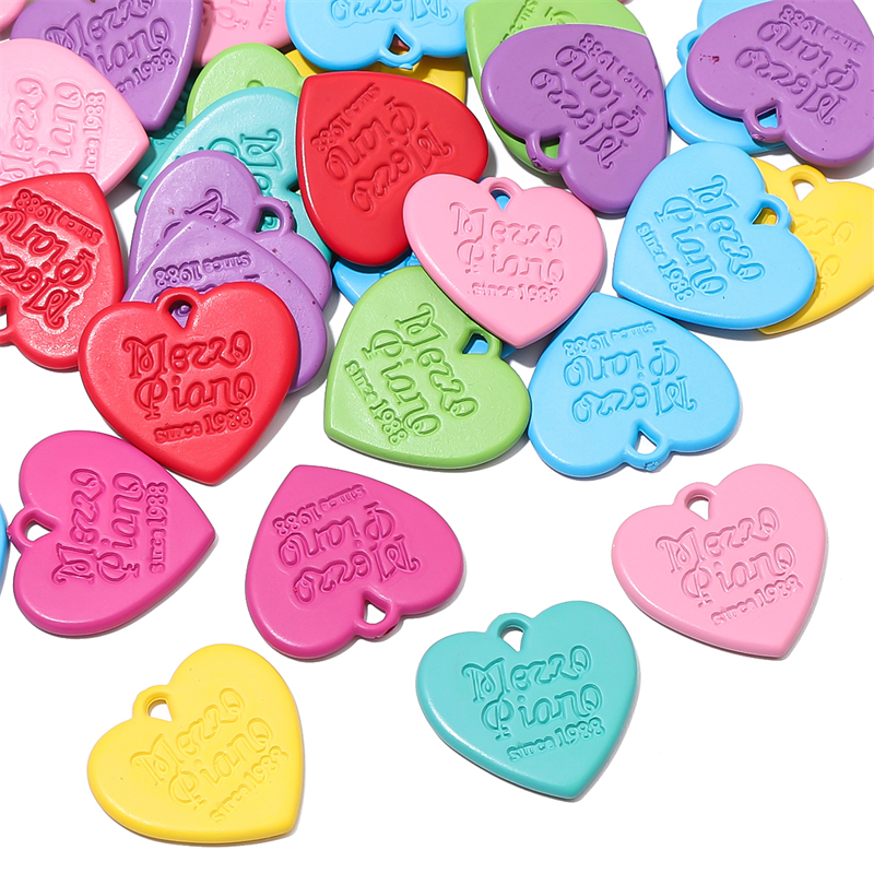 [23X21 มม.] จี้ป้ายแท็กพลาสติกอะคริลิค รูปหัวใจ ภาษาอังกฤษ แฮนด์เมด DIY สําหรับทําเครื่องประดับ