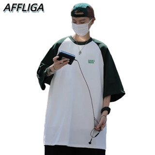 ❀AFFLIGA❀ เสื้อยืดแขนสั้น แขนห้าส่วน ทรงหลวม สีคอนทราสต์ สไตล์ญี่ปุ่น ฮ่องกง แฟชั่นฤดูร้อน สําหรับเด็กผู้ชาย