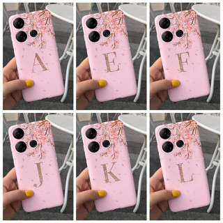 เคสซิลิโคนนิ่ม ลาย Sakura Initial สีชมพู สําหรับ Infinix Note 30 30Pro 2023 Infinix Note 30 Pro Note30 4G X6716B X678B