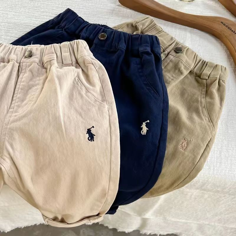 2.3 กางเกงขายาวลําลอง ผ้าฝ้าย สีพื้น ทรงตรง แฟชั่นฤดูใบไม้ผลิ และฤดูใบไม้ร่วง สําหรับเด็กผู้ชาย และเด็กผู้หญิง