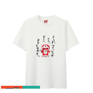 Uniqlo เสื้อยืดแขนสั้น พิมพ์ลายแมวน่ารัก โดราเอมอน สําหรับผู้ชาย และผู้หญิง