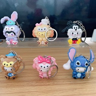 SANRIO พวงกุญแจ จี้ฟิกเกอร์ การ์ตูนอนิเมะ Hello Kitty My Melody Kuromi Stitch ขนาดเล็ก 5-7 ซม. 6 ชิ้น