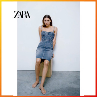 Zara ใหม่ ชุดเดรสคอร์เซ็ท ผ้ายีนส์ ประดับหมุด ZW สําหรับผู้หญิง 6045243 428