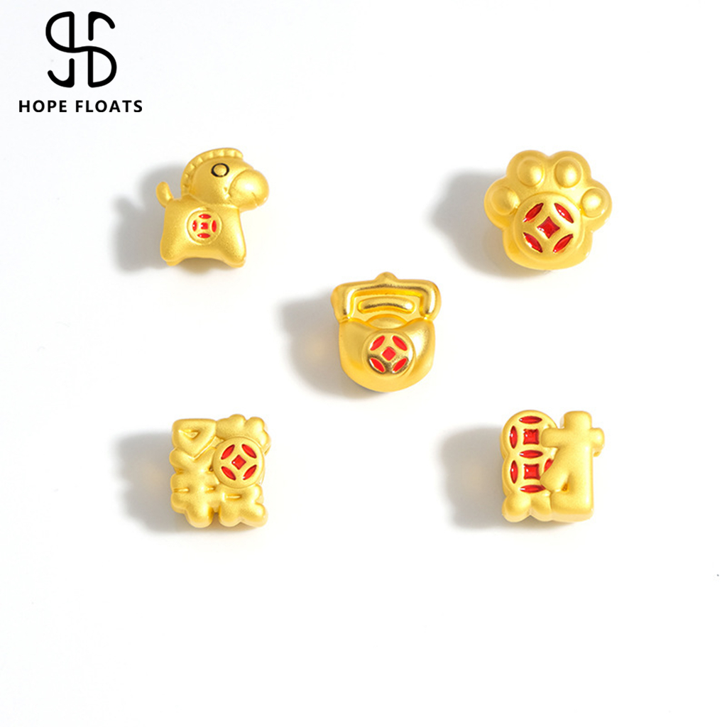 Hope floats- 24K เหรียญแมวกรงเล็บร่ำรวยเสน่ห์สร้อยข้อมือเครื่องประดับลูกปัดที่มีสีสันสาว DIY ของขวัญบรรจุภัณฑ์ที่ดี