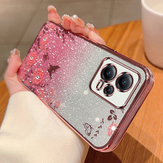 เคสโทรศัพท์มือถือแบบนิ่ม ใส ประดับพลอยเทียม ดอกไม้ สําหรับ Redmi Note 12 4G 5G Note 12S Note 12 Pro 5G Redmi 12 Note 11 Pro Note 10 Pro Note 9S Note 9 Pro 10C