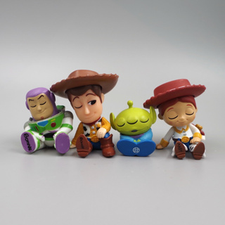 โมเดลฟิกเกอร์ PVC อนิเมะ Toy Story Woody Buzz Lightyear Jessie Aliens Sleep Q Version 4 ชิ้น ต่อชุด