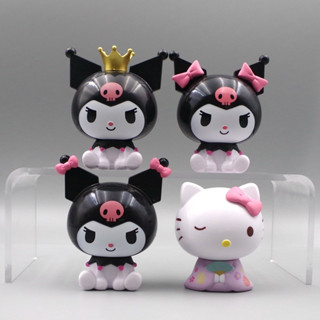 SANRIO โมเดลฟิกเกอร์ PVC รูปการ์ตูนอนิเมะ Kuromi Demon Hello Kitty ขนาดเล็ก 7-9 ซม. 1 ชิ้น