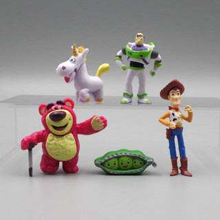โมเดลฟิกเกอร์ PVC อนิเมะ Toy Story Woody Buzz Lightyear Lotso Bear Peas Horse Q Version ของเล่นสําหรับเด็ก 5 ชิ้น ต่อชุด