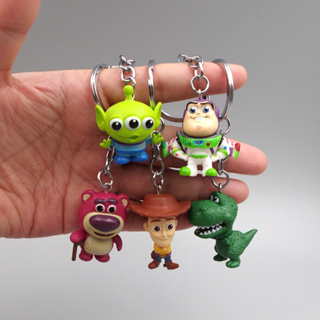 พวงกุญแจฟิกเกอร์ PVC รูปการ์ตูนดิสนีย์ Toy Story Woody Buzz Lightyear Rex Aliens Lotso Bear Q Version ของเล่นสําหรับเด็ก 5 ชิ้น ต่อชุด