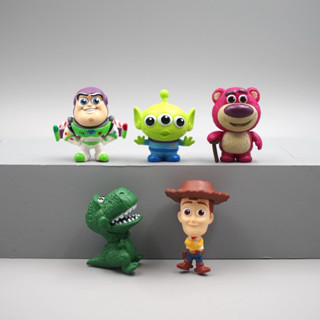 โมเดลฟิกเกอร์ PVC อนิเมะ Toy Story Sheriff Woody Buzz Lightyear Rex Aliens Lotso Bear Q Version ขนาด 3-4 ซม. 5 ชิ้น ต่อชุด