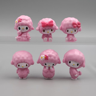 โมเดลฟิกเกอร์ PVC รูปการ์ตูนอนิเมะ Sanrio My Melody Piano Pink Sheep Q Version Kawaii ขนาด 3-3.5 ซม. ของเล่นสําหรับเด็ก 6 ชิ้น ต่อชุด