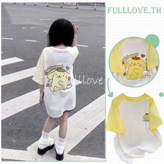 Fulllove เสื้อครอปคอกลมสีทูโทน ทรงสลิมฟิต ลายน่ารักตะมุตะมิแบบตัวแม่Y2K