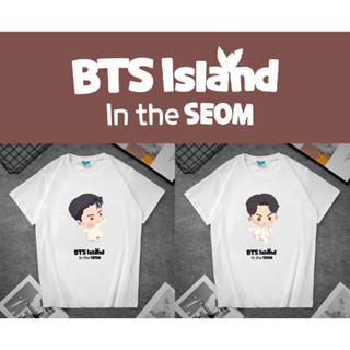 เสื้อยืดแขนสั้น ผ้าฝ้าย ทรงหลวม ลายการ์ตูน Idol Kim Tae Hyung J-HOPE ISIAND in the SEOM สีขาว สไตล์เกาหลี สําหรับผู้ชาย และผู้หญิง