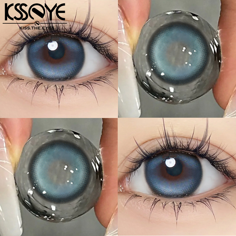 [เกรดเลนส์ & ฟรีของขวัญ] KSSEYE คอนแทคเลนส์สายตาสั้น สีน้ําตาลอ่อน สีฟ้า (0~-8.00 ) 14.5 มม. 2 ชิ้น พร้อมของแถม