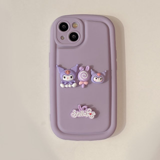 เคสโทรศัพท์มือถือ กันกระแทก ลายการ์ตูนคุโรมิน่ารัก 3D สําหรับ iPhone 14 13 12 11 XS 8P 7P