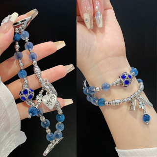 ใหม่ สายนาฬิกาข้อมือ ประดับลูกปัดอาเกต สีฟ้า หรูหรา DIY สําหรับ Watch Strap Series 8 7 6 5 4 3 2 1 se se2 Ultra Strap Size 41 มม. 45 มม. 49 มม. 40 มม. 44 มม. 38 42