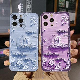 เคสโทรศัพท์มือถือ ขอบสี่เหลี่ยม ลายกระต่ายดวงจันทร์ สําหรับ Infinix Hot 12i 10S 11 10 Play 11S 10i Smart 6 HD X6511 X657B X6512 Note 12 G96