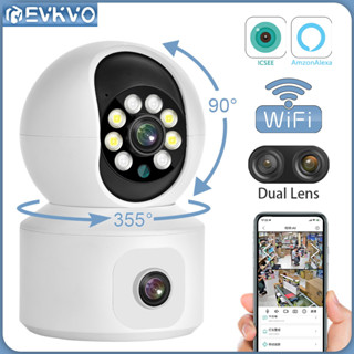 Evkvo กล้องวงจรปิดไร้สาย 8MP 4K Dual Lens WIFI PTZ IP มองเห็นที่มืด ขนาดเล็ก กันน้ํา สําหรับบ้าน