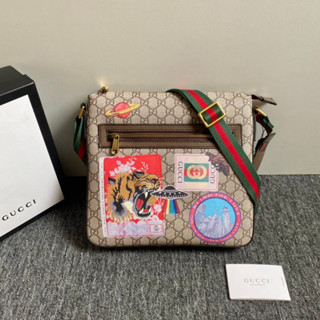 ใหม่ พร้อมส่ง Gucci Italy กระเป๋าสะพายไหล่ สะพายข้าง หนังแท้ พิมพ์ลาย สําหรับผู้ชาย