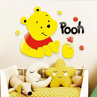 สติกเกอร์วอลเปเปอร์อะคริลิค Pooh ลายการ์ตูนหมีพูห์ 3d DIY สําหรับติดตกแต่งผนังห้องเด็กอนุบาล