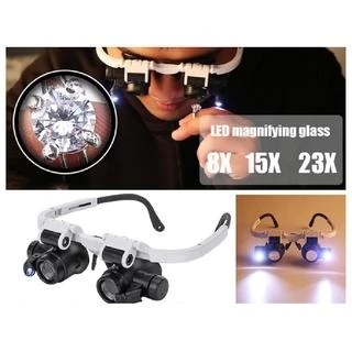 Tfth แว่นขยายคาดศีรษะ พร้อมไฟ LED 8X 15X 23X สําหรับช่างทํานาฬิกา