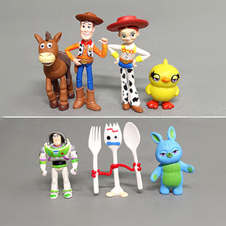 โมเดลฟิกเกอร์ PVC อนิเมะ Toy Story Sheriff Woody Buzz Lightyear Jessie Forky Ducky Bunny Bullseye Q Version ขนาด 4-7 ซม. ของเล่นสําหรับเด็ก 7 ชิ้น ต่อชุด