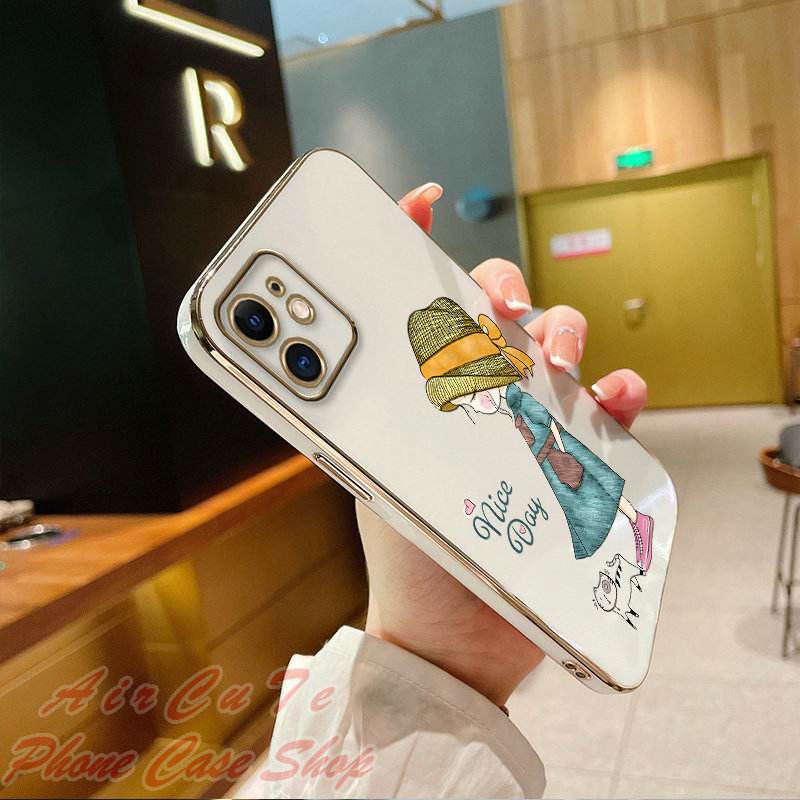 เคส for Xiaomi Redmi Note 14 14Pro+ 13 13Pro+ 12 11 11S 10 10S 9 9S Pro Pro+ Plus 4G 5G MI 13T 11T Note14 Note13 Note12 Note11 Note10 Note9 Plating Protect Camera Cat Girl Soft Case - รูปที่ 2