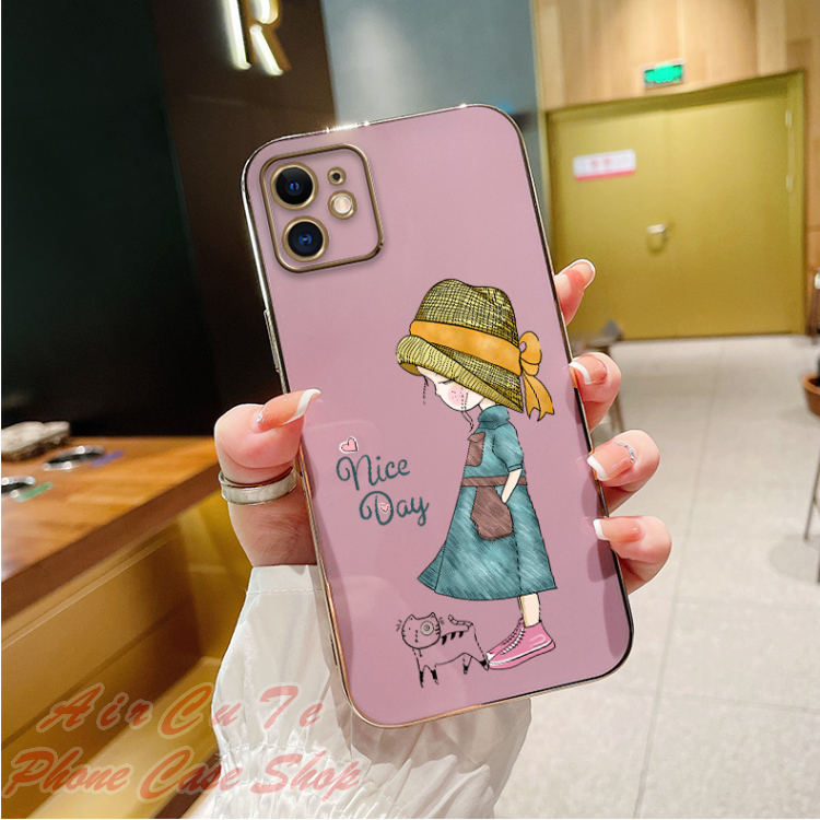 เคส for Xiaomi Redmi Note 14 14Pro+ 13 13Pro+ 12 11 11S 10 10S 9 9S Pro Pro+ Plus 4G 5G MI 13T 11T Note14 Note13 Note12 Note11 Note10 Note9 Plating Protect Camera Cat Girl Soft Case - รูปที่ 3