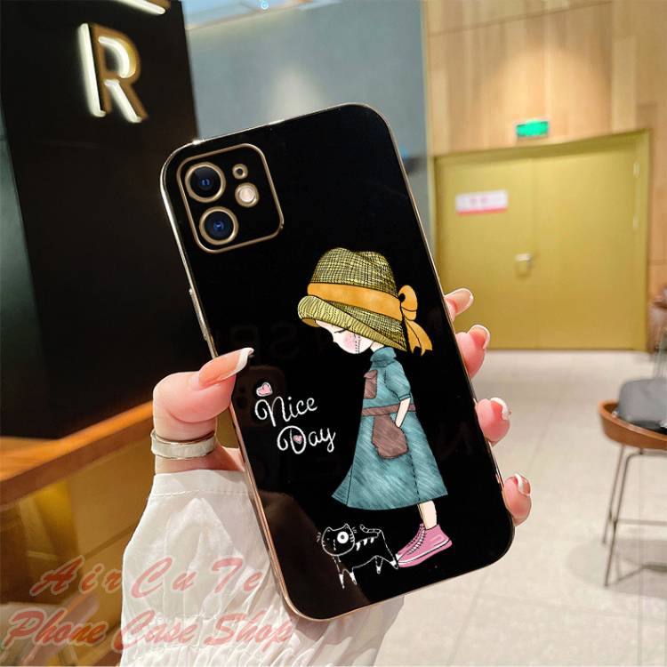 เคส for Xiaomi Redmi Note 14 14Pro+ 13 13Pro+ 12 11 11S 10 10S 9 9S Pro Pro+ Plus 4G 5G MI 13T 11T Note14 Note13 Note12 Note11 Note10 Note9 Plating Protect Camera Cat Girl Soft Case - รูปที่ 4