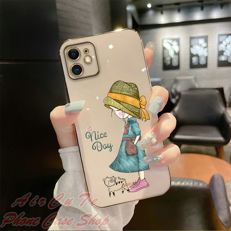 เคส for Xiaomi Redmi Note 14 14Pro+ 13 13Pro+ 12 11 11S 10 10S 9 9S Pro Pro+ Plus 4G 5G MI 13T 11T Note14 Note13 Note12 Note11 Note10 Note9 Plating Protect Camera Cat Girl Soft Case - รูปที่ 5