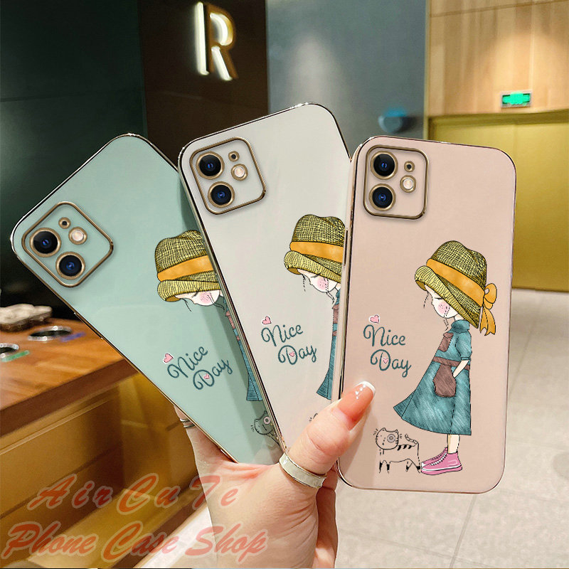 เคส for Xiaomi Redmi Note 14 14Pro+ 13 13Pro+ 12 11 11S 10 10S 9 9S Pro Pro+ Plus 4G 5G MI 13T 11T Note14 Note13 Note12 Note11 Note10 Note9 Plating Protect Camera Cat Girl Soft Case - รูปที่ 6