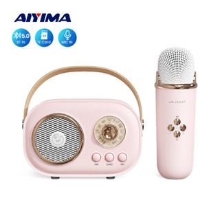 Aiyima ลําโพงคาราโอเกะบลูทูธไร้สาย MP3 แบบพกพา พร้อมเครื่องเล่นเพลง ไมโครฟอน สําหรับเด็ก