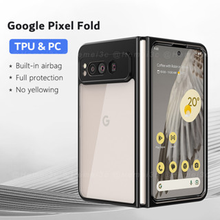 สําหรับ Google Pixel Fold พับ เคส ไม่มีสีเหลือง ใส แข็ง อะคริลิค เคสโทรศัพท์