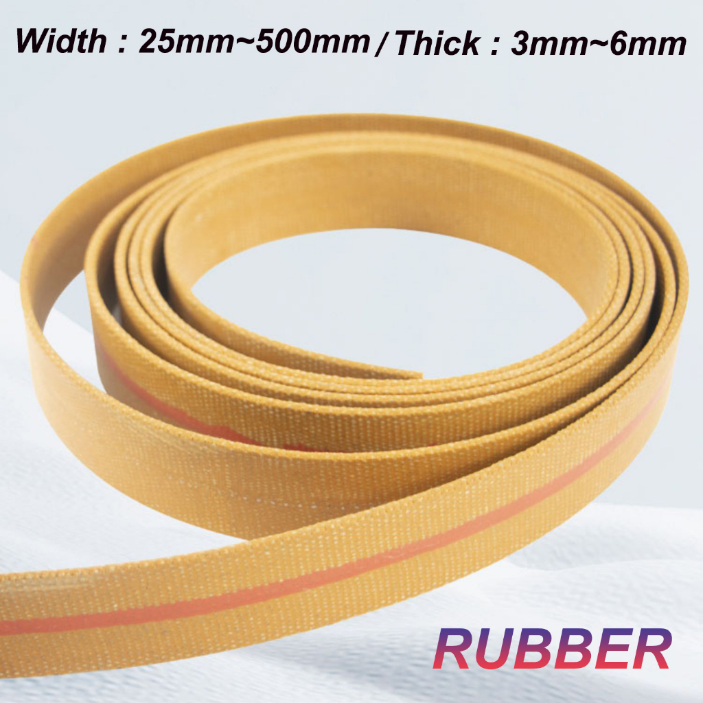 สายพานลําเลียง ผ้าแคนวาส แบบแบน กว้าง 25 มม.~500 มม. สีเหลือง ดํา