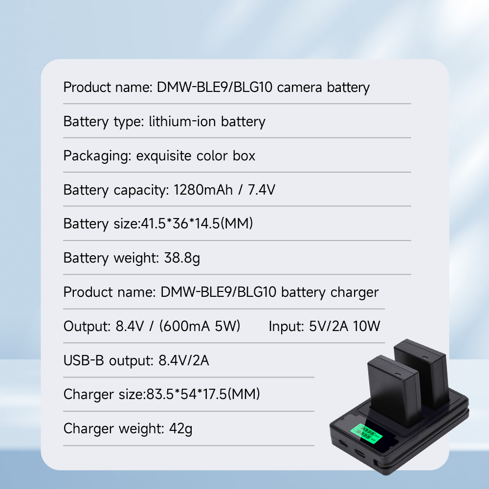 Palo ที่ชาร์จแบตเตอรี่กล้อง DMW-BLG10 BLE9 สําหรับ Panasonic LUMIX DMC GF3 GF5 GF6 GX7 GX80 GX85 GX9 LX100