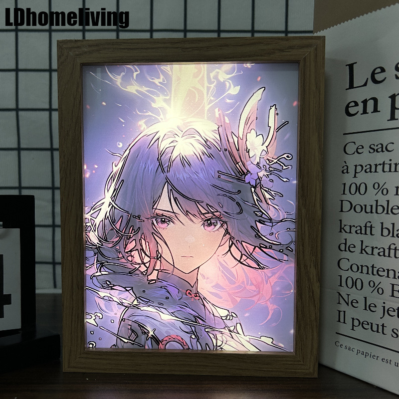 Genshin โคมไฟกลางคืน รูป Miko Ganyu พอร์ต usb สําหรับตกแต่งบ้าน