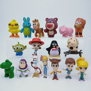 โมเดลฟิกเกอร์ PVC อนิเมะ Toy Story Woody Buzz Lightyear Jessie Forky Hamm Rex Aliens Ducky Slinky Dog Q Version ของเล่นสําหรับเด็ก 17 ชิ้น ต่อชุด