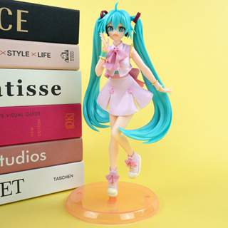 โมเดลฟิกเกอร์ Pvc รูปปั้นอนิเมะ Miku Hatsune Miku สีชมพู ขนาด 21 ซม. ของเล่นสะสม ของขวัญ สําหรับตกแต่งบ้าน