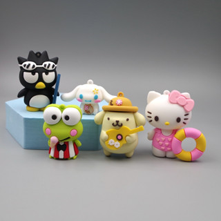 SANRIO โมเดลฟิกเกอร์ PVC รูปการ์ตูนอนิเมะ Hello Kitty Onpompurin Keroppi Cinnamorol Badtz-maru Frog Penguins Q Version ขนาด 3-5 ซม. 1 ชิ้น