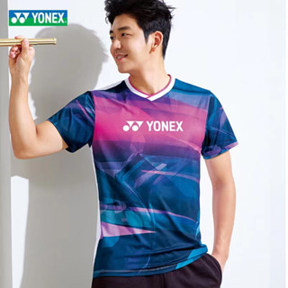 Yonex เสื้อแบดมินตัน ผู้ชายและผู้หญิง แห้งเร็ว ระบายอากาศ แขนสั้น เสื้อกีฬา เสื้อวิ่ง