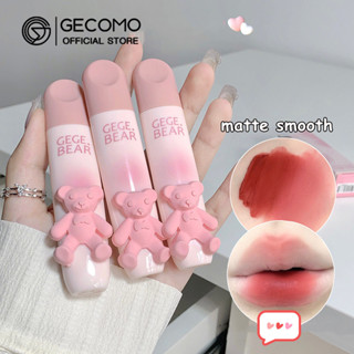 Gecomo ลิปสติก เนื้อแมตต์ กํามะหยี่ ไม่แห้ง ลายหมีน่ารัก