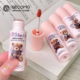 Gecomo ลิปสติก ลิปกลอส เนื้อแมตต์กํามะหยี่ กันน้ํา แห้งเร็ว ลายหมีน่ารัก